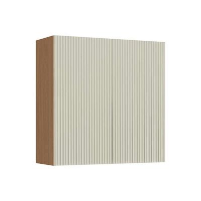 Armário Aéreo p/ Cozinha Simone Mendes c/ 2 Portas 80cm Carvalho/Cinza - Nesher