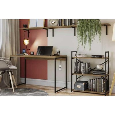 Modulado de Quarto Kit 4 Prateleiras Industrial LI009 21x72x29 Freijo/Preto - Kappesberg