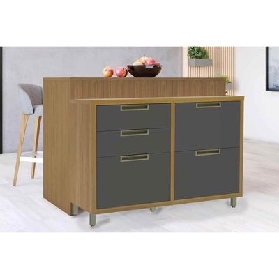 Bancada Ilha Cozinha Imperatriz c/ 1 Porta e 4 Gavetas 120cm Freijo/Off White - Nesher