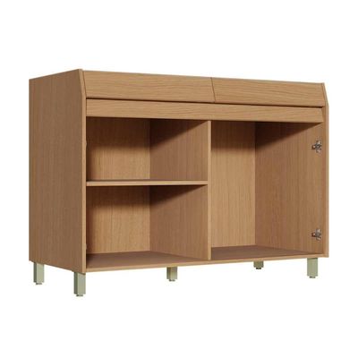 Balcão de Cozinha Simone Mendes p/ Pia s/ Tampo c/ 2 Portas 120cm Carvalho/Cinza - Nesher