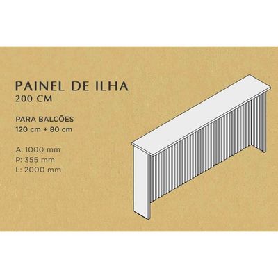 Bancada Ilha Cozinha Princesa c/ 2 Portas e 3 Gavetas 200cm Freijo/Off White - Nesher