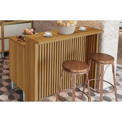Bancada Ilha Cozinha Princesa c/ 1 Porta e 2 Gavetas 120cm Freijo/Off White - Nesher