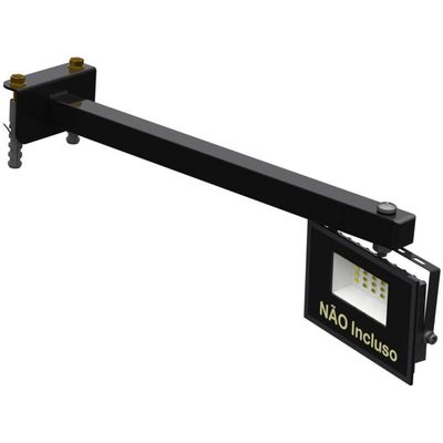 Suporte Refletor Fachada Banner Braço 30 Cm Preto