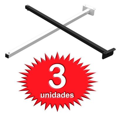 03 Suportes Refletor Fachada Banner Braço 30cm 03 Cj - Preto