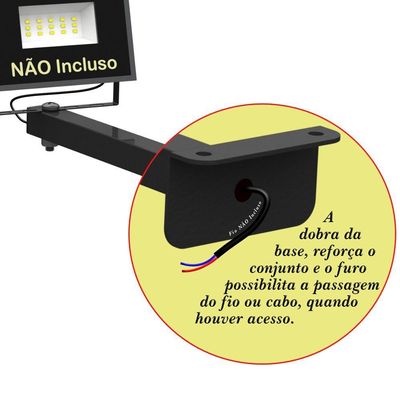 Suporte Refletor Fachada Banner Braço 30 Cm Preto