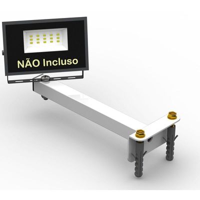 Suporte Refletor Fachada Banner Braço 20 Cm - Branco