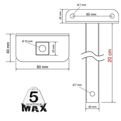 08 Suportes Refletor Fachada Banner Braço 20cm 08 Cj - Branco