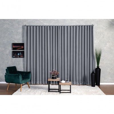 Cortina Microfibra Com Voil 6,00x2,50 Para Trilho Suíço cinza