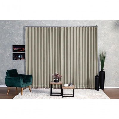 Cortina Microfibra Com Voil 4,00x2,50 Para Trilho Suíço palha
