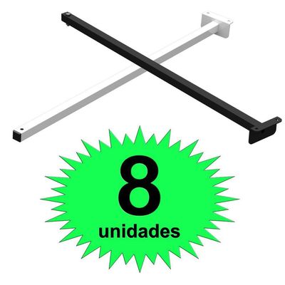 08 Suportes Refletor Fachada Banner Braço 70 Cm 08 Cjt - Preto