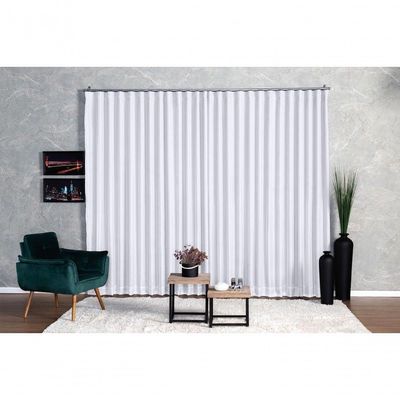 Cortina Microfibra Com Voil 6,00x2,30 Para Trilho Suíço branco