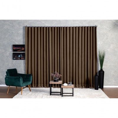 Cortina Microfibra Com Voil 6,00x2,80 Para Trilho Suíço marrom-escuro