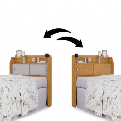 Cabeceira Casal Com Portas Crystal Naturalle E Off White