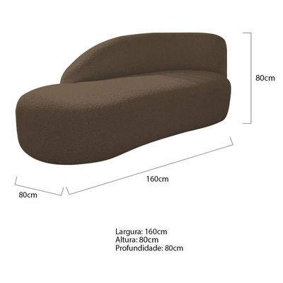 Kit Divã Luna 160cm Lado Esquerdo E 02 Poltronas Base De Ferro Dourado Suede Marrom
