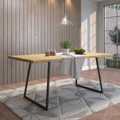 Mesa Sala de Jantar Cozinha Ogleary 190cm Grafite Madeira Maciça Driftwood - Gran Belo
