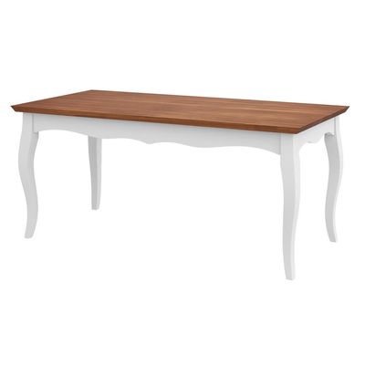 Mesa Sala de Jantar Cozinha Gallia 180cm Madeira Maciça e MDF Branco/Imbuia - Gran Belo