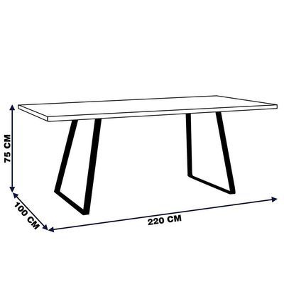 Mesa Sala de Jantar Cozinha Ogleary 220cm Grafite Madeira Maciça Driftwood - Gran Belo