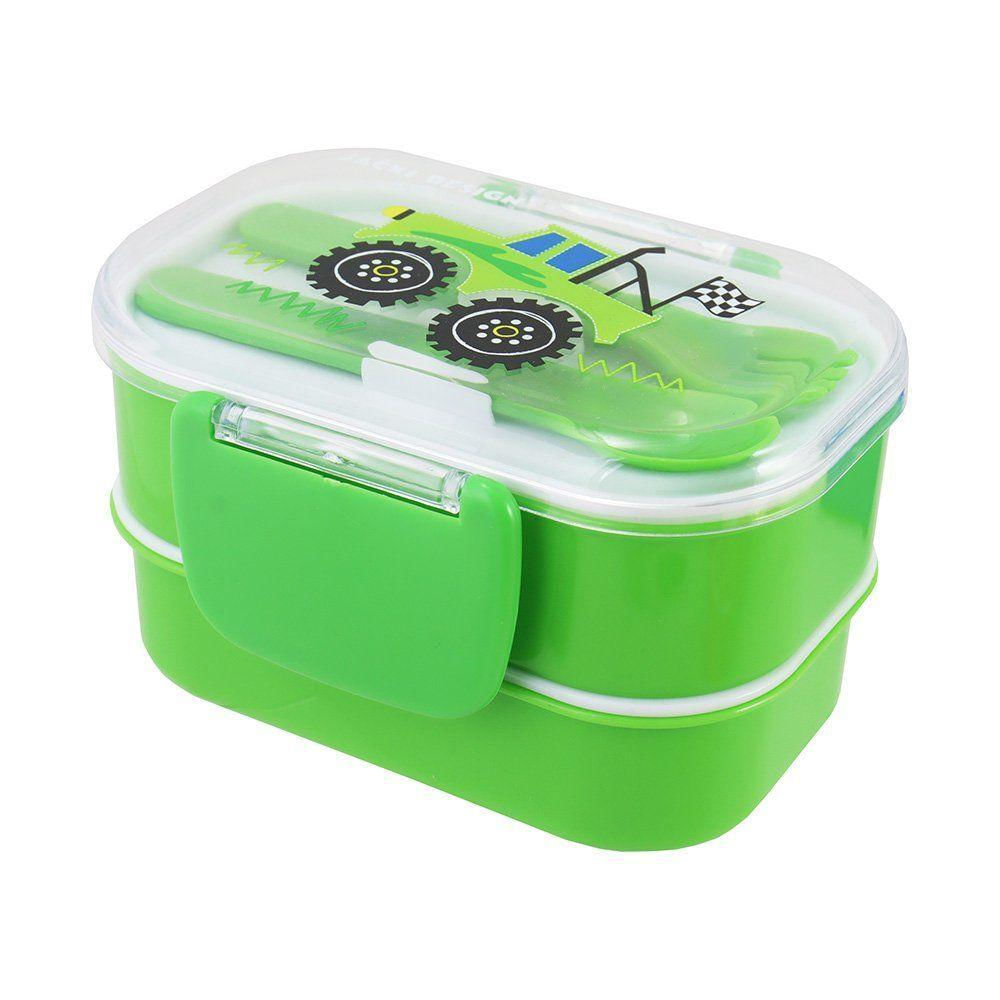 Kit Lancheira Térmica, Pote Marmita 400ml E Garrafa 460ml Infantil Piccolino Verde