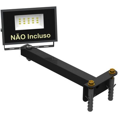 Suporte Refletor Fachada Banner Braço 20 Cm - Preto