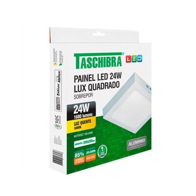 Painel Led 24w Quadrado Sobrepor - Taschibra 3000k (amarela)