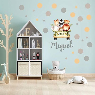 Adesivo De Parede Safari Criança Bebê Bolinhas Personalizado