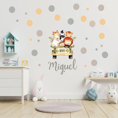 Adesivo De Parede Safari Criança Bebê Bolinhas Personalizado