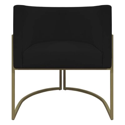 Kit 2 Poltronas Recepção Luna Corino Cores Base De Ferro Champagne Preto Corino