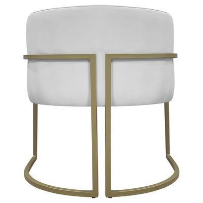 Kit 2 Poltronas Recepção Luna Corino Cores Base De Ferro Champagne Branco Corino