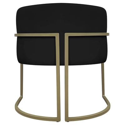 Kit 2 Poltronas Recepção Luna Corino Cores Base De Ferro Champagne Preto Corino
