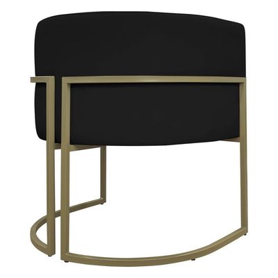 Kit 2 Poltronas Recepção Luna Corino Cores Base De Ferro Champagne Preto Corino