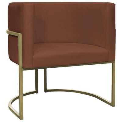 Kit 2 Poltronas Decorativa Recepção Luna Suede Cores Base De Ferro Champagne Terracota Suede