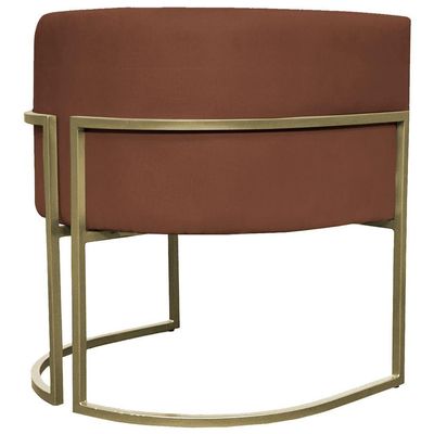 Kit 2 Poltronas Decorativa Recepção Luna Suede Cores Base De Ferro Champagne Terracota Suede