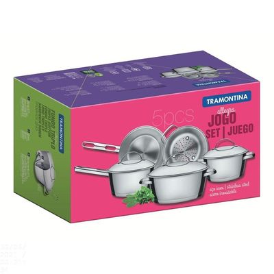 Jogo Panelas Tramontina Allegra Aço Inox Fundo Triplo 5 Peças Tramontina