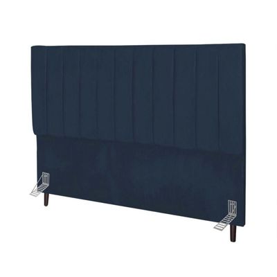 Cabeceira Estofada Cama King 195 Cm Sara Suede E Frame Cor:azul Marinho