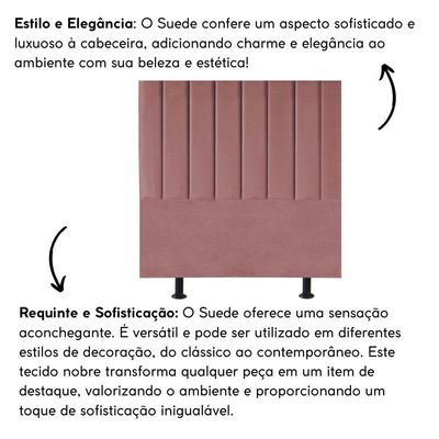Cabeceira Estofada Cama Solteiro 90 Cm Luísa Suede E Frame rosé