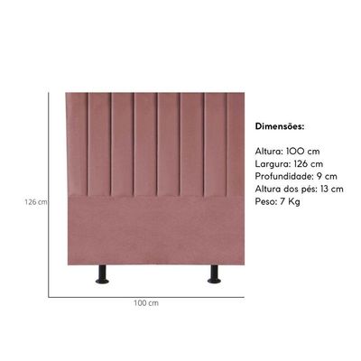 Cabeceira Estofada Cama Solteiro 100 Cm Sara Suede E Frame Cor:rosé