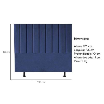 Cabeceira Estofada Cama King 195 Cm Sara Suede E Frame Cor:azul Marinho