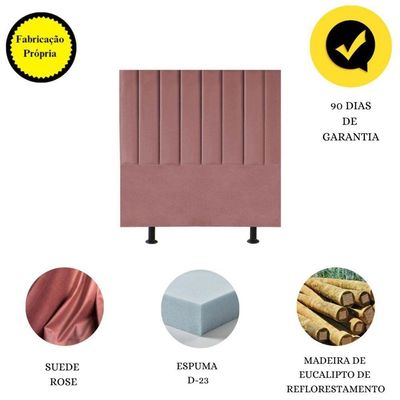 Cabeceira Estofada Cama Solteiro 100 Cm Sara Suede E Frame Cor:rosé