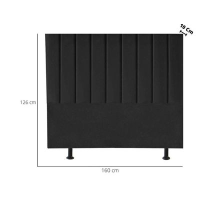 Cabeceira Estofada Casal Queen 160 Cm Maya Suede E Frame preto
