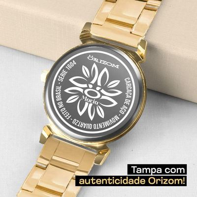 Relogio Feminino Banhado Aço + Brincos Strass Colar + Caixa Social Original Presente Casual Ponteiro
