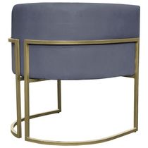Poltrona Decorativa Recepção Luna Suede Base Ferro Champagne Cinza Suede