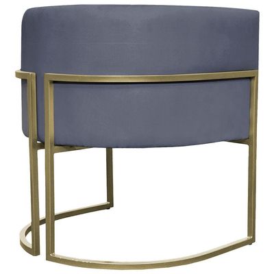 Poltrona Decorativa Recepção Luna Suede Base Ferro Champagne Cinza Suede