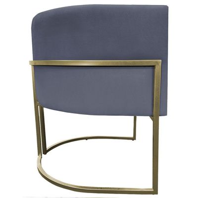 Poltrona Decorativa Recepção Luna Suede Base Ferro Champagne Cinza Suede