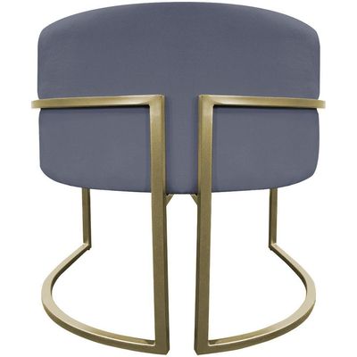 Poltrona Decorativa Recepção Luna Suede Base Ferro Champagne Cinza Suede