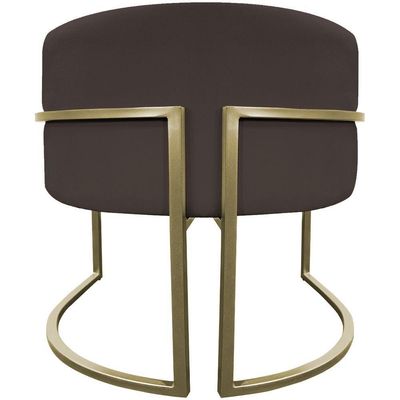 Kit 2 Poltronas Decorativa Recepção Luna Suede Cores Base De Ferro Champagne Marrom Suede