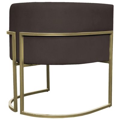 Kit 2 Poltronas Decorativa Recepção Luna Suede Cores Base De Ferro Champagne Marrom Suede
