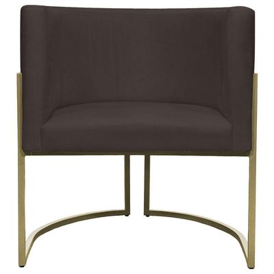 Kit 2 Poltronas Decorativa Recepção Luna Suede Cores Base De Ferro Champagne Marrom Suede