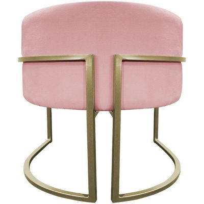 Kit 2 Poltronas Decorativa Recepção Luna Suede Cores Base De Ferro Champagne Rosê Suede