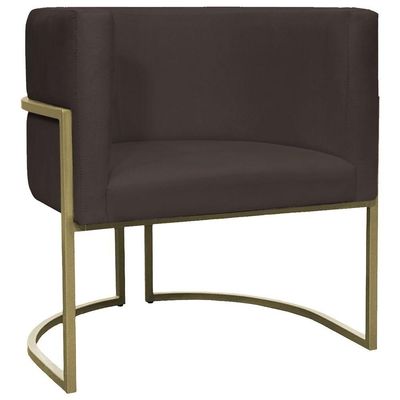 Kit 2 Poltronas Decorativa Recepção Luna Suede Cores Base De Ferro Champagne Marrom Suede