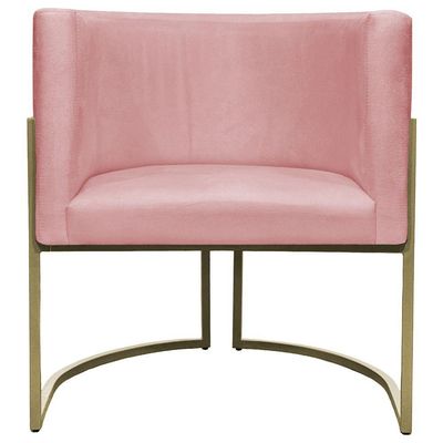 Kit 2 Poltronas Decorativa Recepção Luna Suede Cores Base De Ferro Champagne Rosê Suede